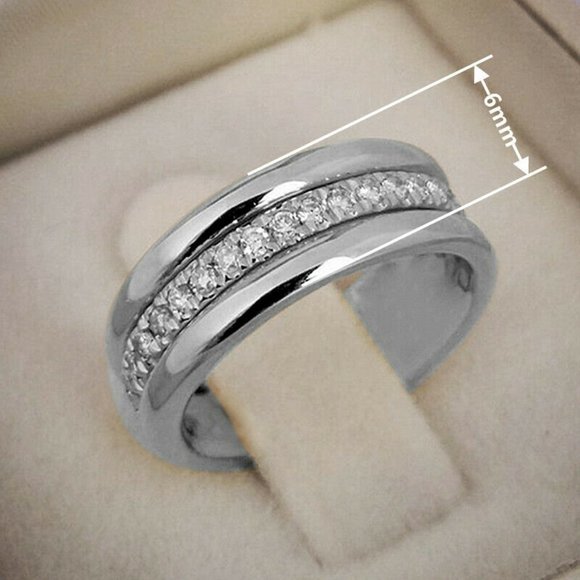 *New Unisex 6MM Sterling Silver Diamond Band Ring, cute Ring, shiny Ring. - Picture 3 of 3